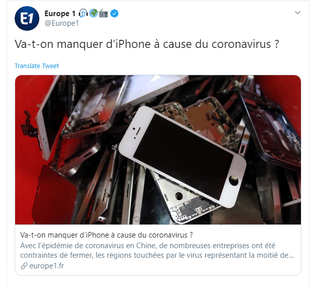 Moins d'Iphones à cause du Coronavirus ?
