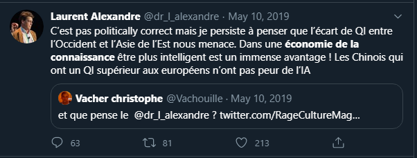 Tweet de Laurent Alexandre et l'économie de la connaissance