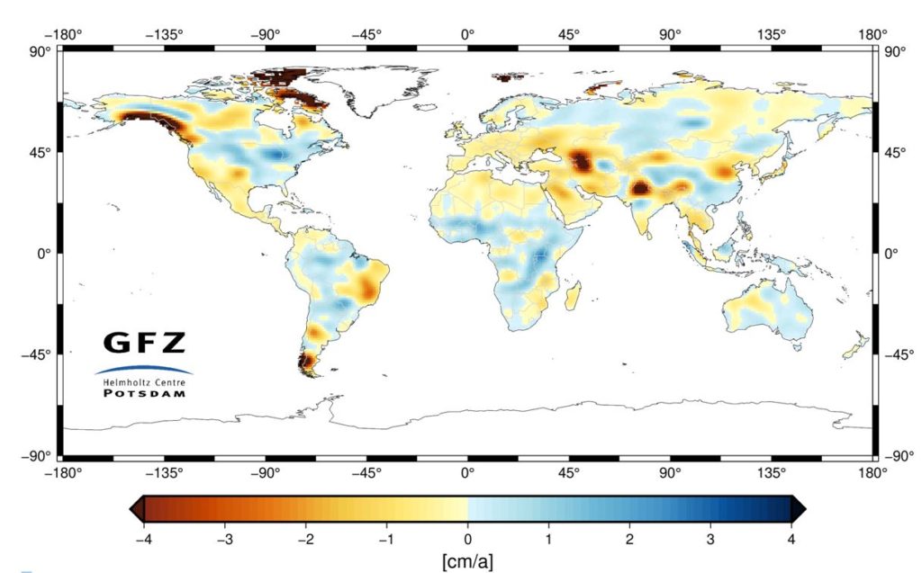 Tendances du stockage de l'eau dans les terres ces 20 dernières années (2002-2021). 