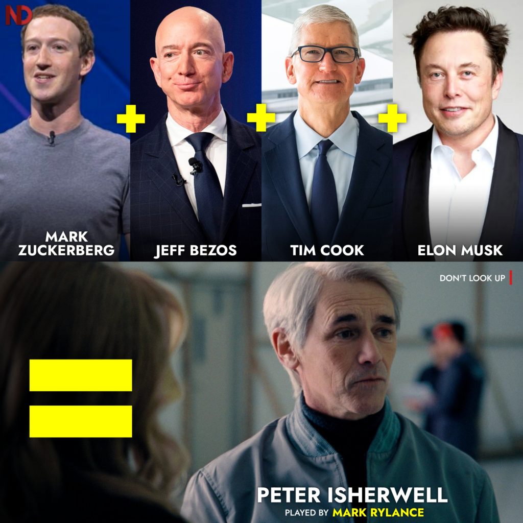 Peter Isherwell, le milliardaire technophile de Don't Look up, est un mix des milliardaires américains Bezos, Musk, Gates et Cook