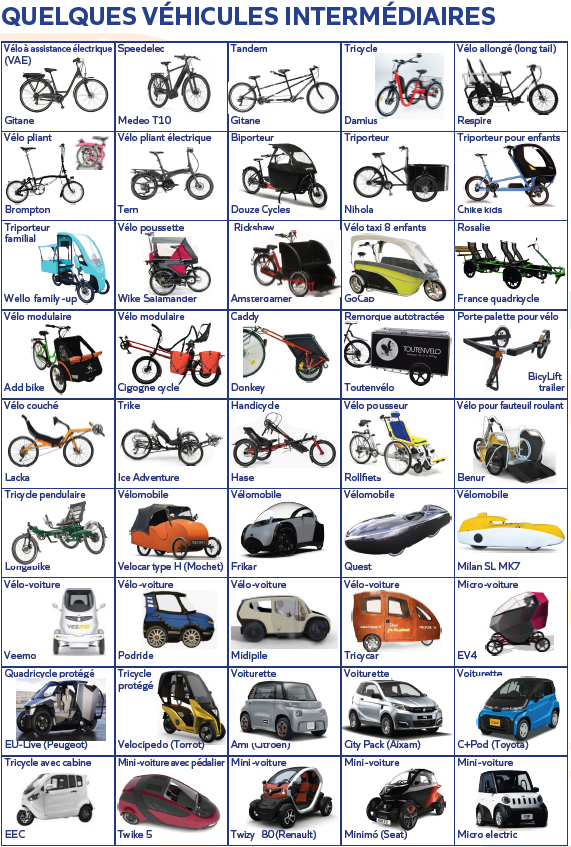 Exemples de véhicules intermédiaires (source Frédéric Héran, comme la vignette de l'article)
