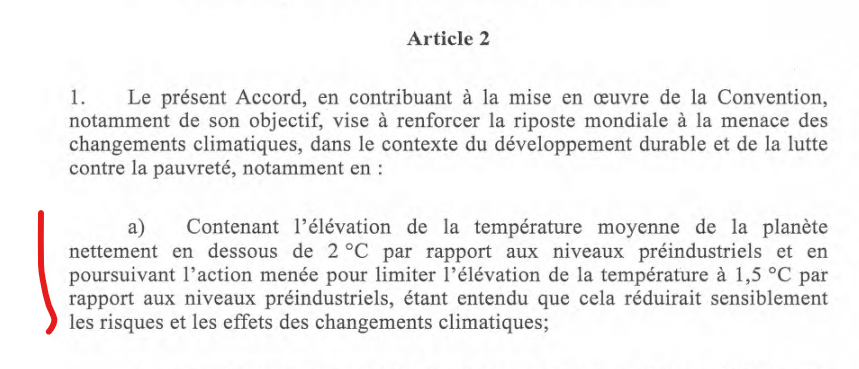Les limites de température de +1.5°C ou +2°C de réchauffement climatique mondial au-dessus des niveaux préindustriels ont connu leur premier intérêt médiatique important lors de la COP15 à Copenhague. Mais c'est surtout leur inclusion dans l'Accord de Paris et dans le rapport spécial du GIEC 1.5°C que ces températures limites (ou seuils) sont devenues "mainstream".