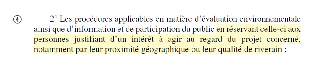 Extrait de la loi d'urgence agricole restreignant davantage la consultation publique sur les projets d'élevages intensifs